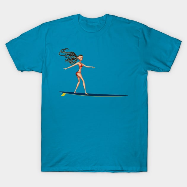 Surfing Girl T-Shirt by AKdesign